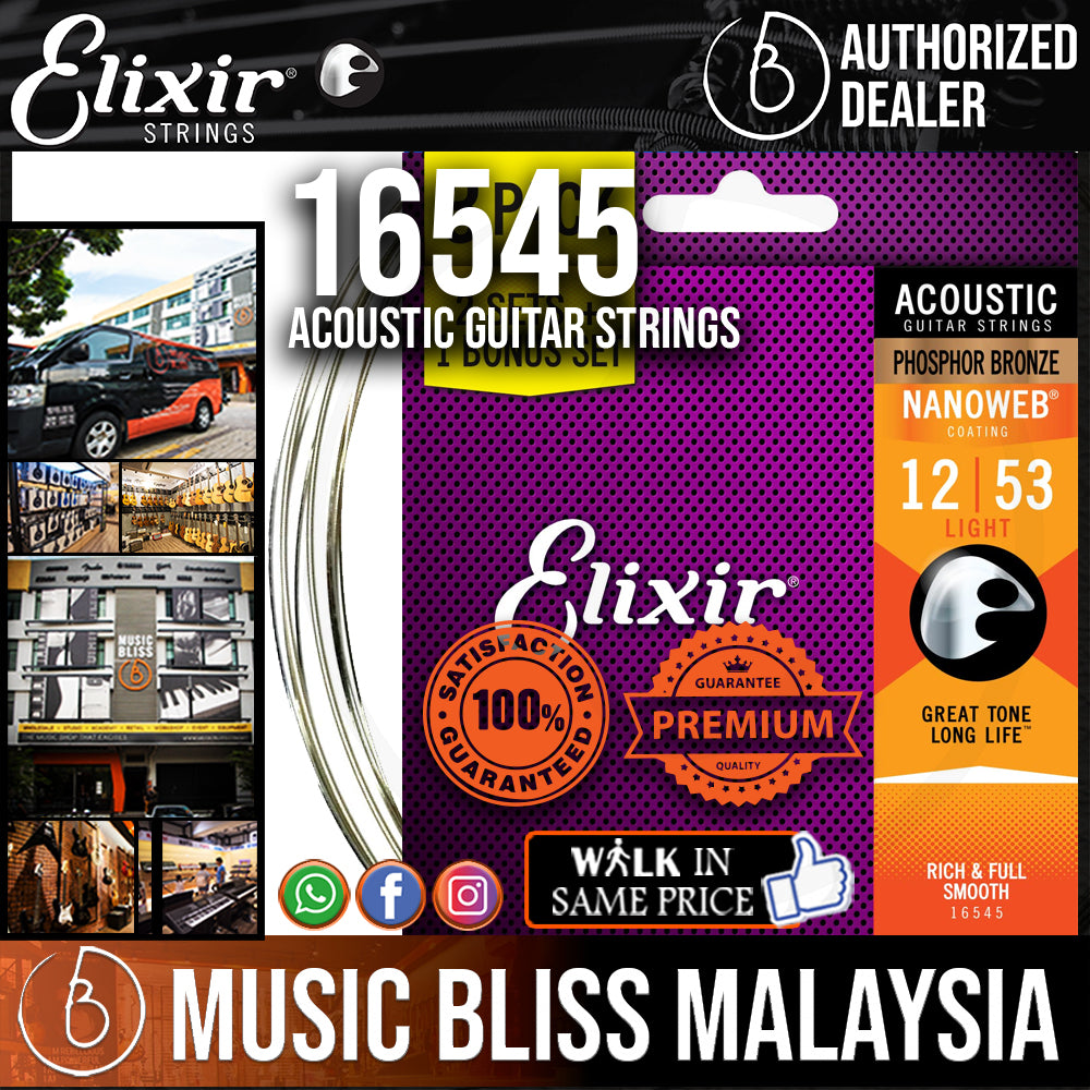 Elixir Strings 16545 Nanoweb Phosphor Bronze Acoustic Guitar