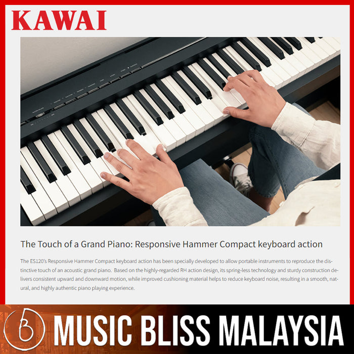 Kawai ES-120 Portable Digital Home Piano - White - Music Bliss Malaysia