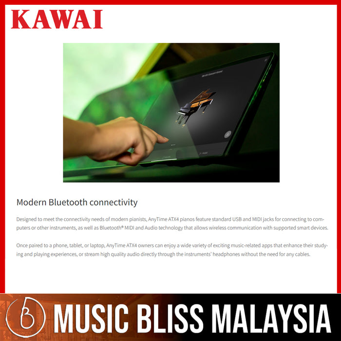 Kawai K300-ATX4 Hybrid Upright Piano - Ebony Polish - Music Bliss Malaysia