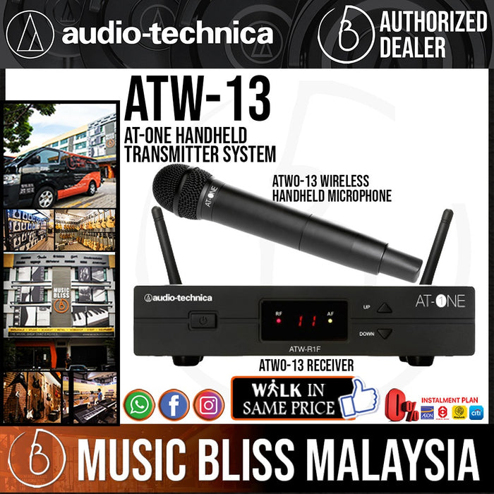 Audio Technica ATW13 Single Wireless Handheld Microphone System, Vocalist Handheld Wireless Microphone, For Singers, Event MC's - Music Bliss Malaysia