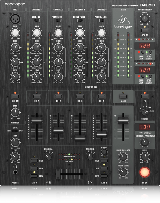 Behringer Pro Mixer DJX750 4-channel DJ Mixer (DJX-750 / DJX 750) - Music Bliss Malaysia