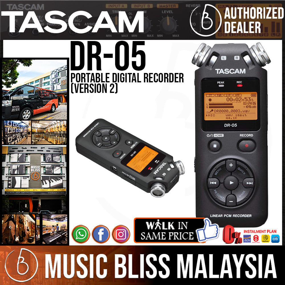 TASCAM DR-05 Version 2 Portable Digital Recorder | Music Bliss