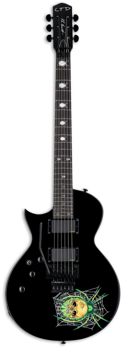 ESP LTD Kirk Hammett 30th Anniversary Left-handed Electric Guitar - Black w/Spirder Graphic - Music Bliss Malaysia