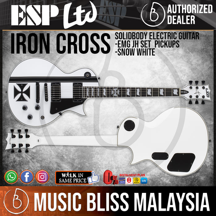 ESP LTD Iron Cross James Hetfiled Signature Electric Guitar Snow White  Music Bliss Malaysia