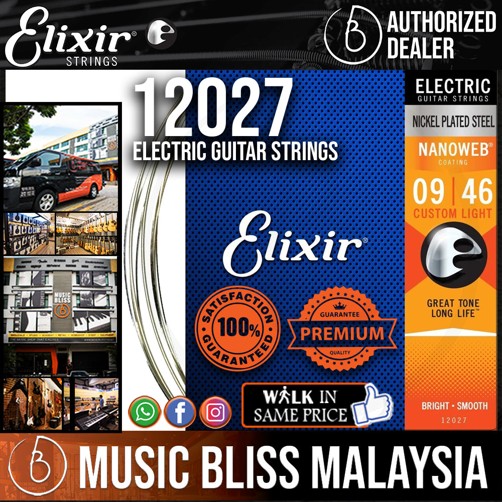 Elixir Strings Nanoweb Electric Guitar Strings .009 .046 Custom