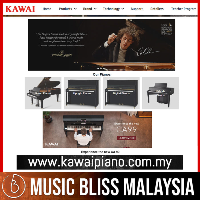 Kawai K300-ATX4 Hybrid Upright Piano - Ebony Polish - Music Bliss Malaysia