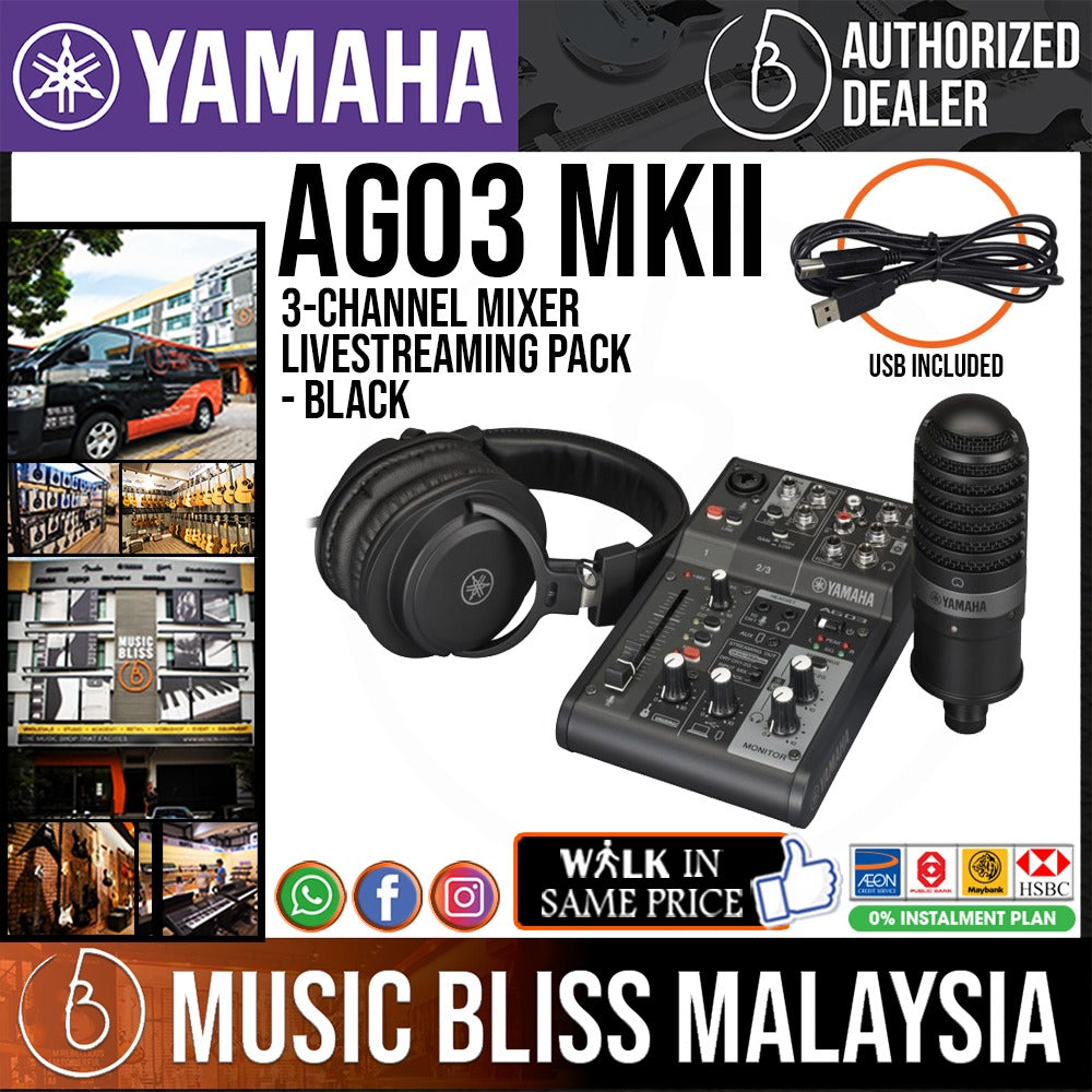 Yamaha AG03 MK2 Live Streaming Pack - Black | Music Bliss Malaysia