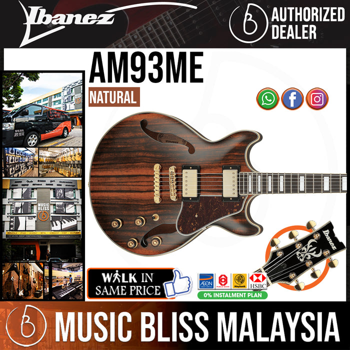 Ibanez Artcore Expressionist AM93ME Semi-Hollow Electric Guitar - Natural - Music Bliss Malaysia
