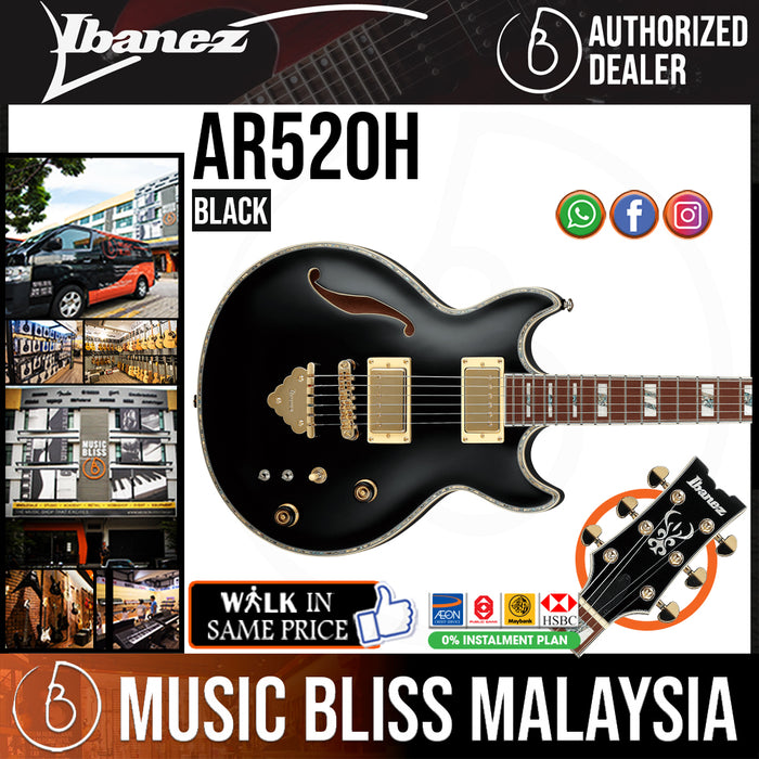 Ibanez Standard AR520H Semi-hollowbody Electric Guitar - Black - Music Bliss Malaysia