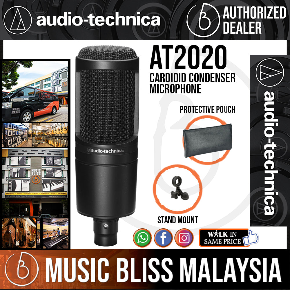 High quality Audio-technica AT2020 Microphone Cardiod Condenser Mic & Cable