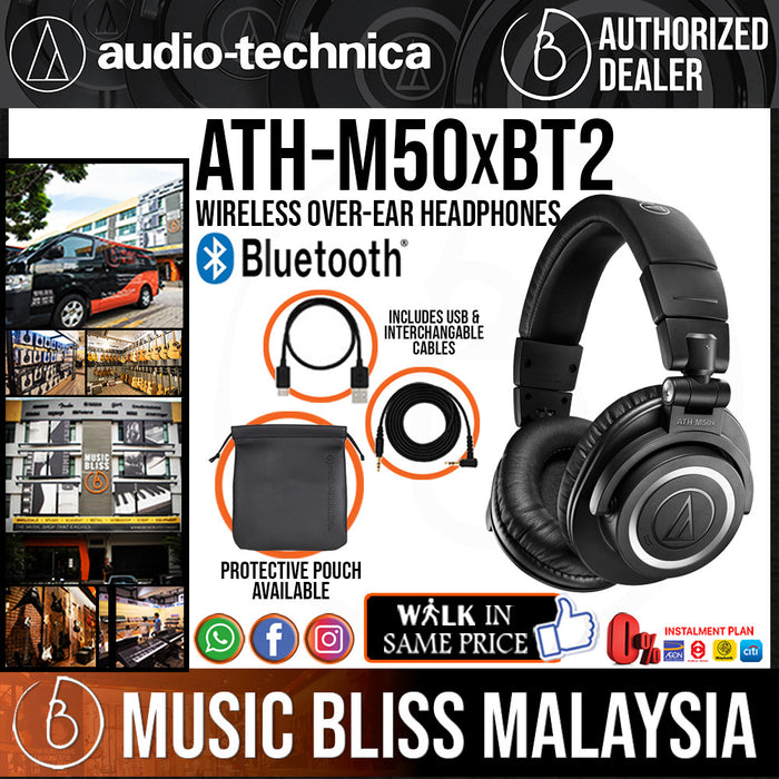 Audio-Technica ATH-M50xBT2 Professional Studio Monitor Headphones with  Bluetooth - Black