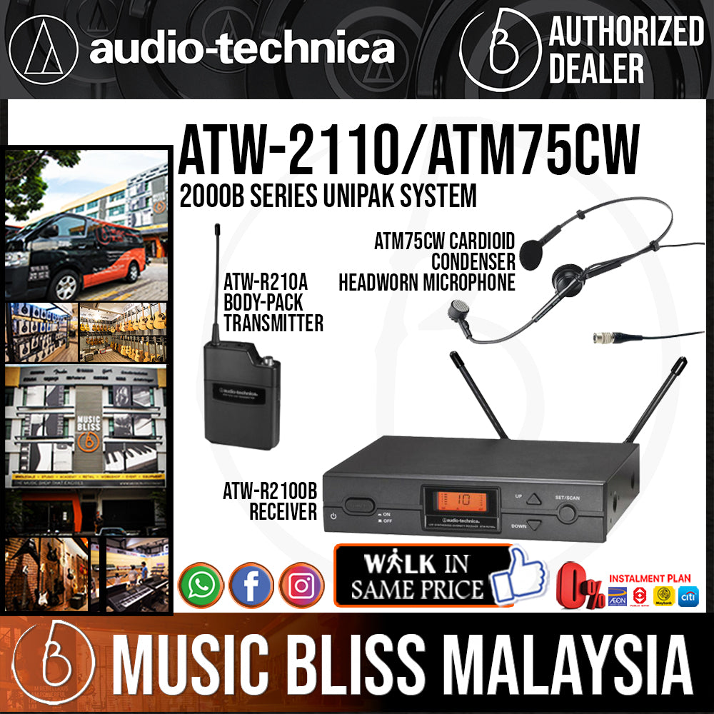 Audio Technica ATW-2110/75cW Systems 2000 with ATM75cW Headworn Microphone  Music Bliss Malaysia
