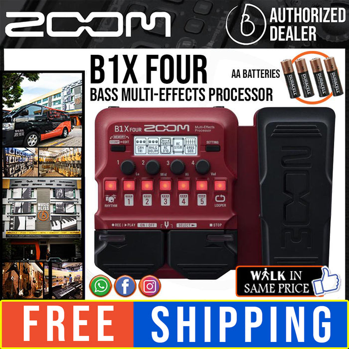 Zoom B1X FOUR Bass Multi-effects Processor with Expression Pedal