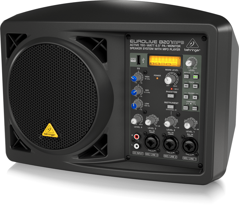 Behringer Eurolive B207MP3 150W 6.5" Personal PA/Monitor Speaker (B-207MP3 / B 207MP3) - Music Bliss Malaysia