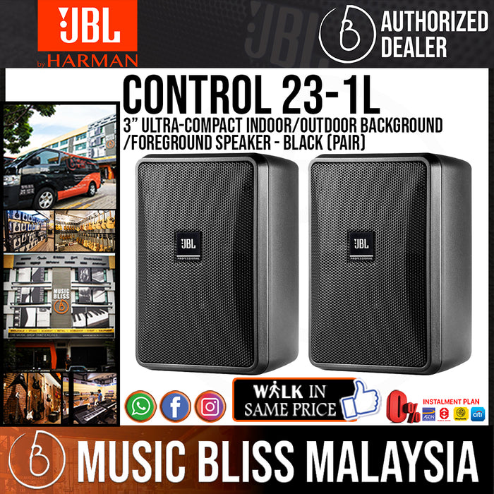 JBL Control 23-1L 3” Ultra-Compact Indoor/Outdoor Background/Foreground Speaker - Black (Pair) (Control231L) - Music Bliss Malaysia