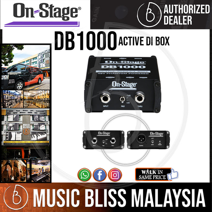 On-Stage DB1000 Active DI Box (OSS DB1000) - Music Bliss Malaysia