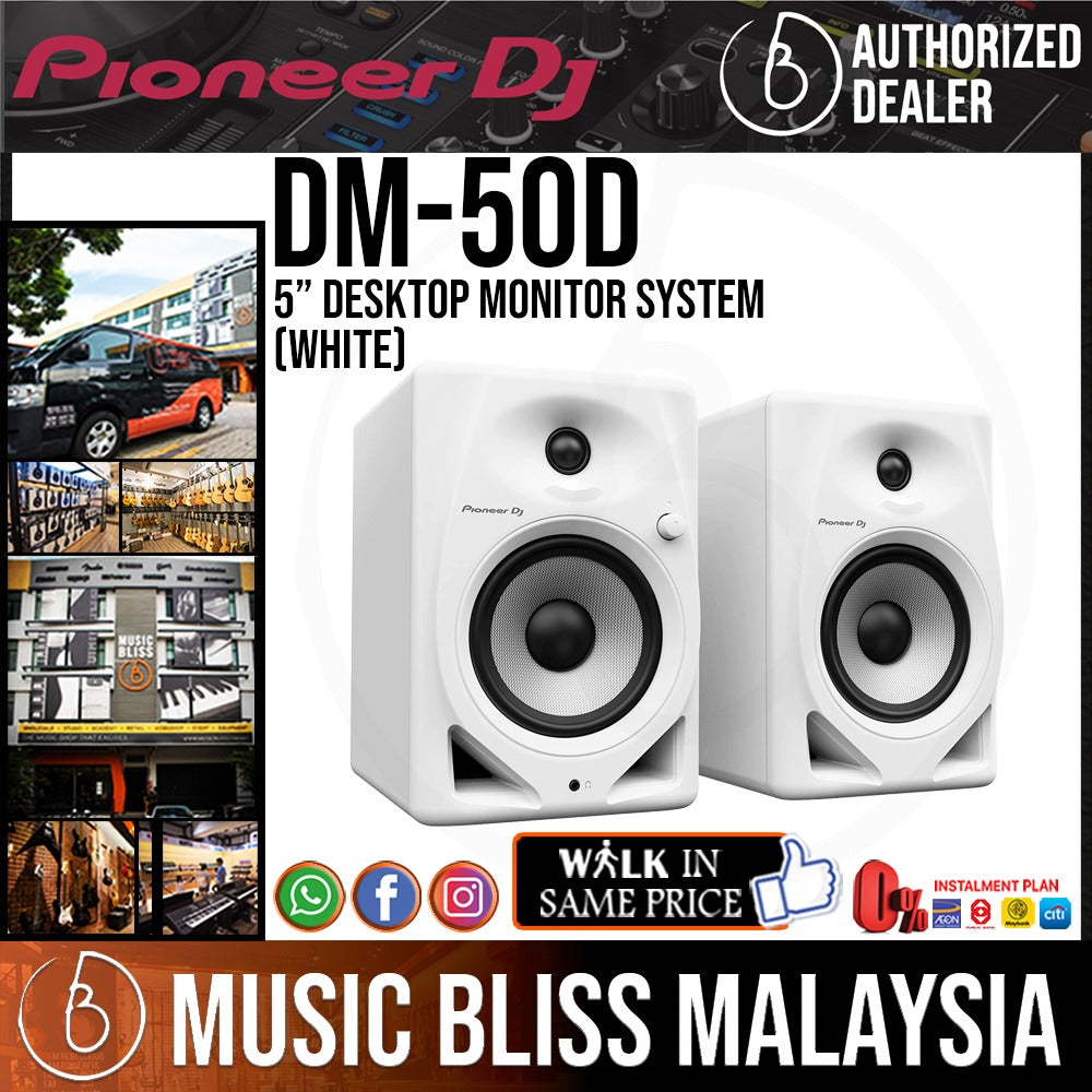 Pioneer DJ DM-50D-W 5-Inch Powered Monitors (Pair) - White