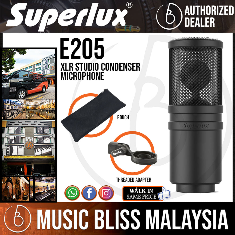 Superlux E205 XLR Studio Condenser Microphone (E-205 / E 205) | Music ...