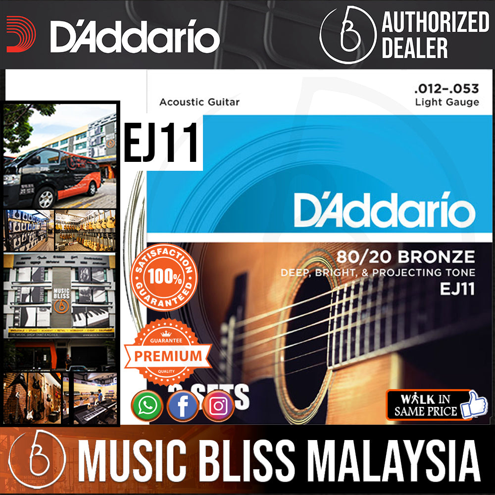 D Addario EJ11 Light 80 20 Bronze Acoustic Strings .012 .053