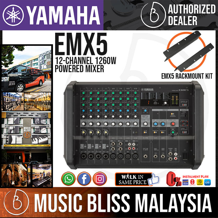 Yamaha EMX5 12-channel 1260W Powered Mixer (EMX-5/EMX 5) *MCO Promotion* - Music Bliss Malaysia