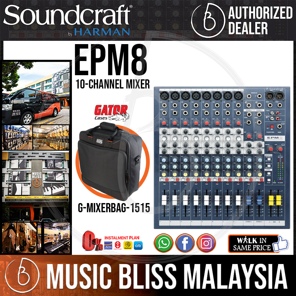 Soundcraft EPM8 Mixer with Gator G-MIXERBAG-1515 | Music Bliss