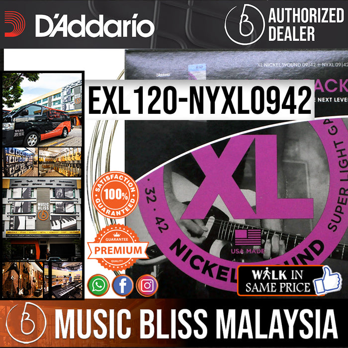 D'Addario EXL120-NYXL0942 Ultra Pack 09-42 NYXL and EXL Bundle, Electric Guitar String Super Light Gauge - Music Bliss Malaysia