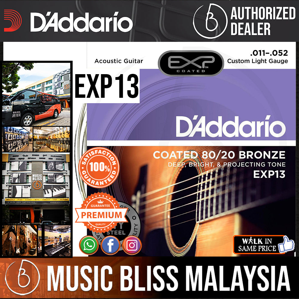 D Addario EXP13 Custom Light Coated 80 20 Bronze Acoustic Strings