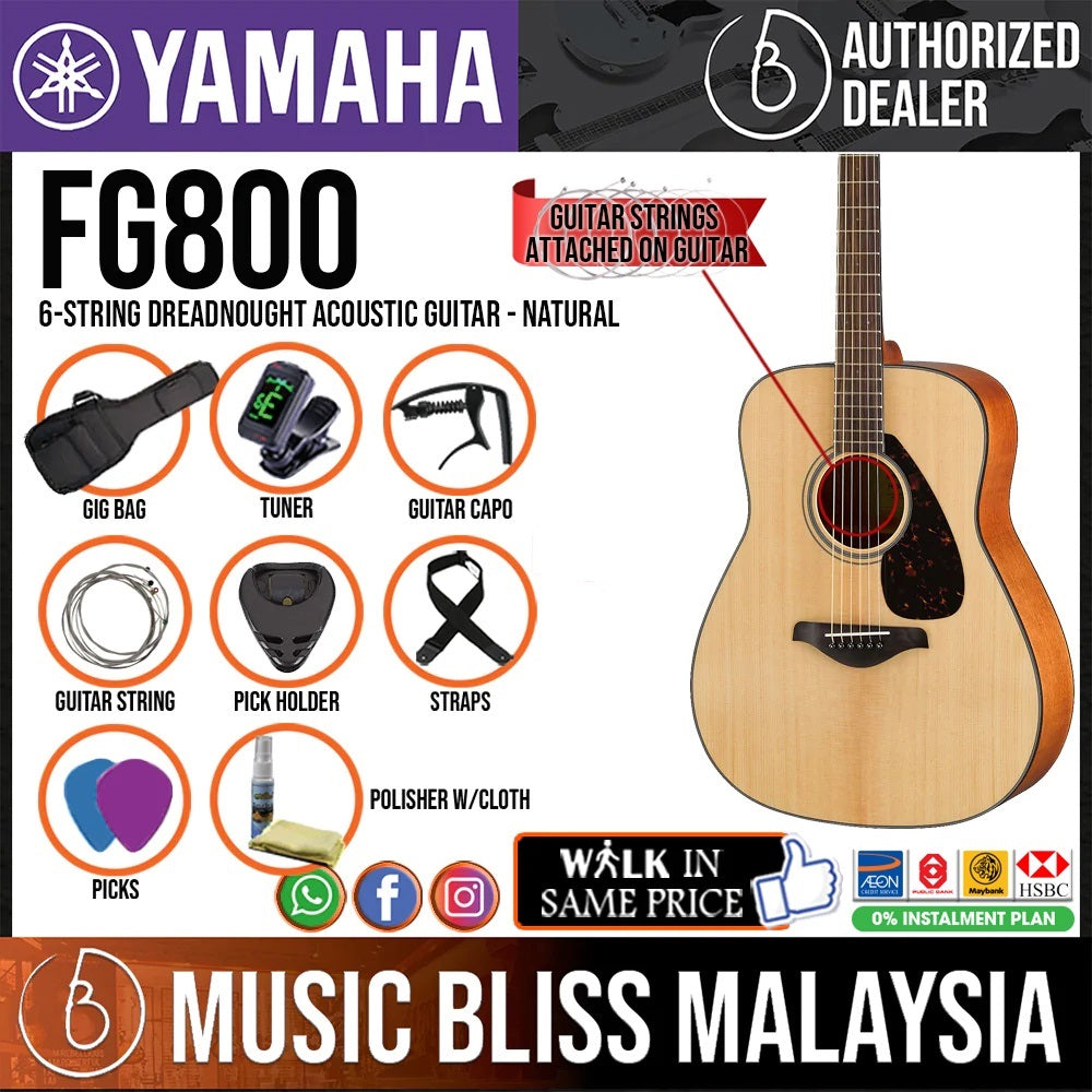 Pack Yamaha FG800 Naturel - Guitare acoustique + housse