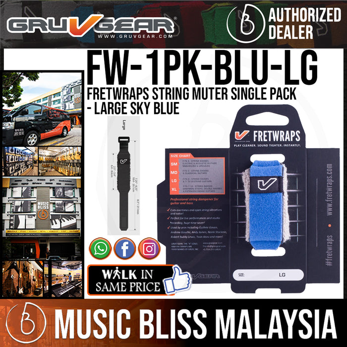 Gruv Gear FretWraps HD 'Sky' String Muter Single Pack - Large Blue - Music Bliss Malaysia
