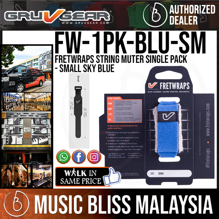 Gruv Gear FretWraps HD 'Sky' Single Pack - Small Blue (FW-1PK-BLU-SM / FW 1PK BLU SM) - Music Bliss Malaysia