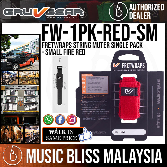 Gruv Gear FretWraps HD 'Fire' Single Pack - Small Red (FW-1PK-RED-SM / FW 1PK RED SM) - Music Bliss Malaysia