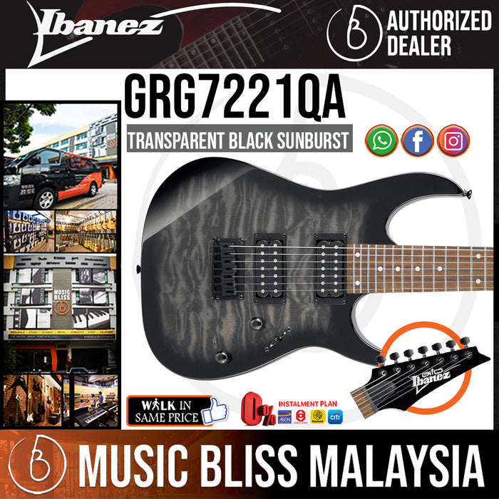 Ibanez Gio GRG7221QA Transparent Black Sunburst Music Bliss