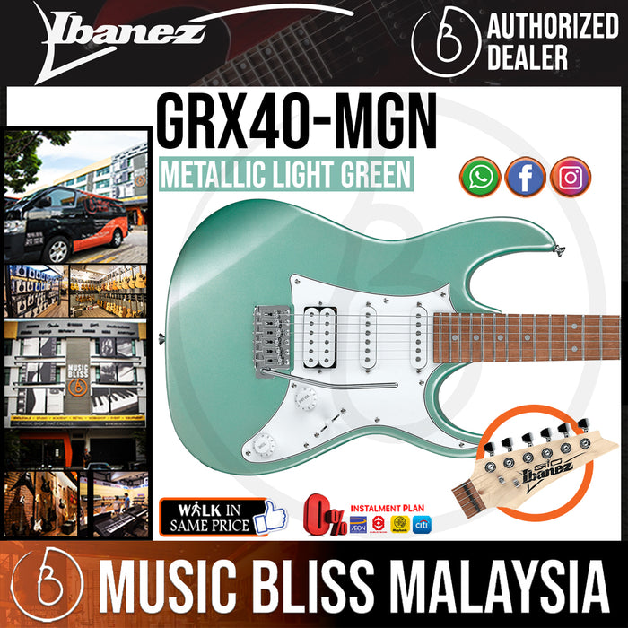 Ibanez GIO GRX40 Electric Guitar with HSS Pickup - Metallic Light Green - Music Bliss Malaysia