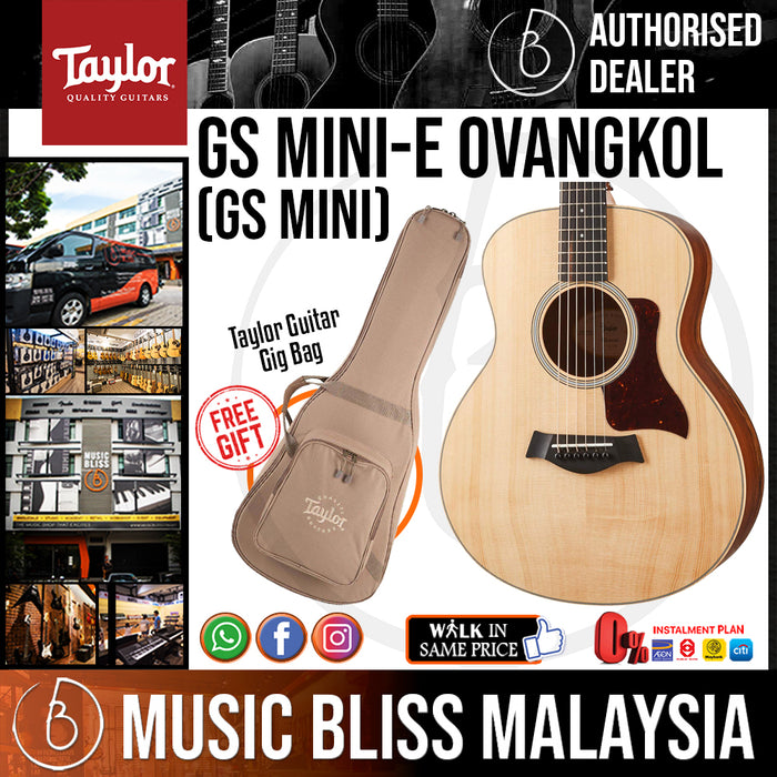 Taylor Limited Edition GS Mini-e with Ovangkol Back & Sides and Bag - Natural (GSMini eOvangkol / GS Mini) *Crazy Sales Promotion* - Music Bliss Malaysia