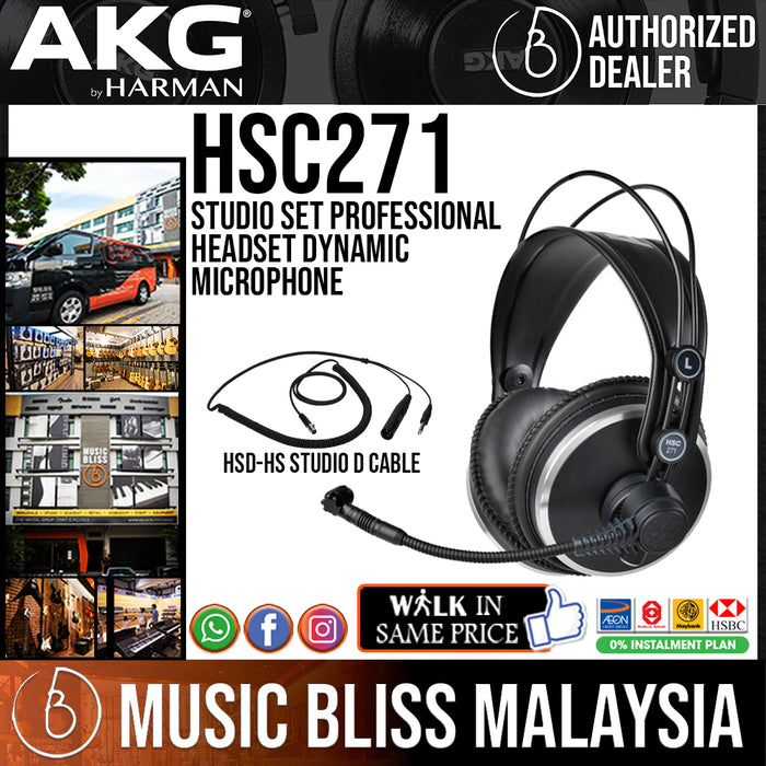 AKG HSC271 Studio Set Professional Headset with Dynamic Microphone - Music Bliss Malaysia