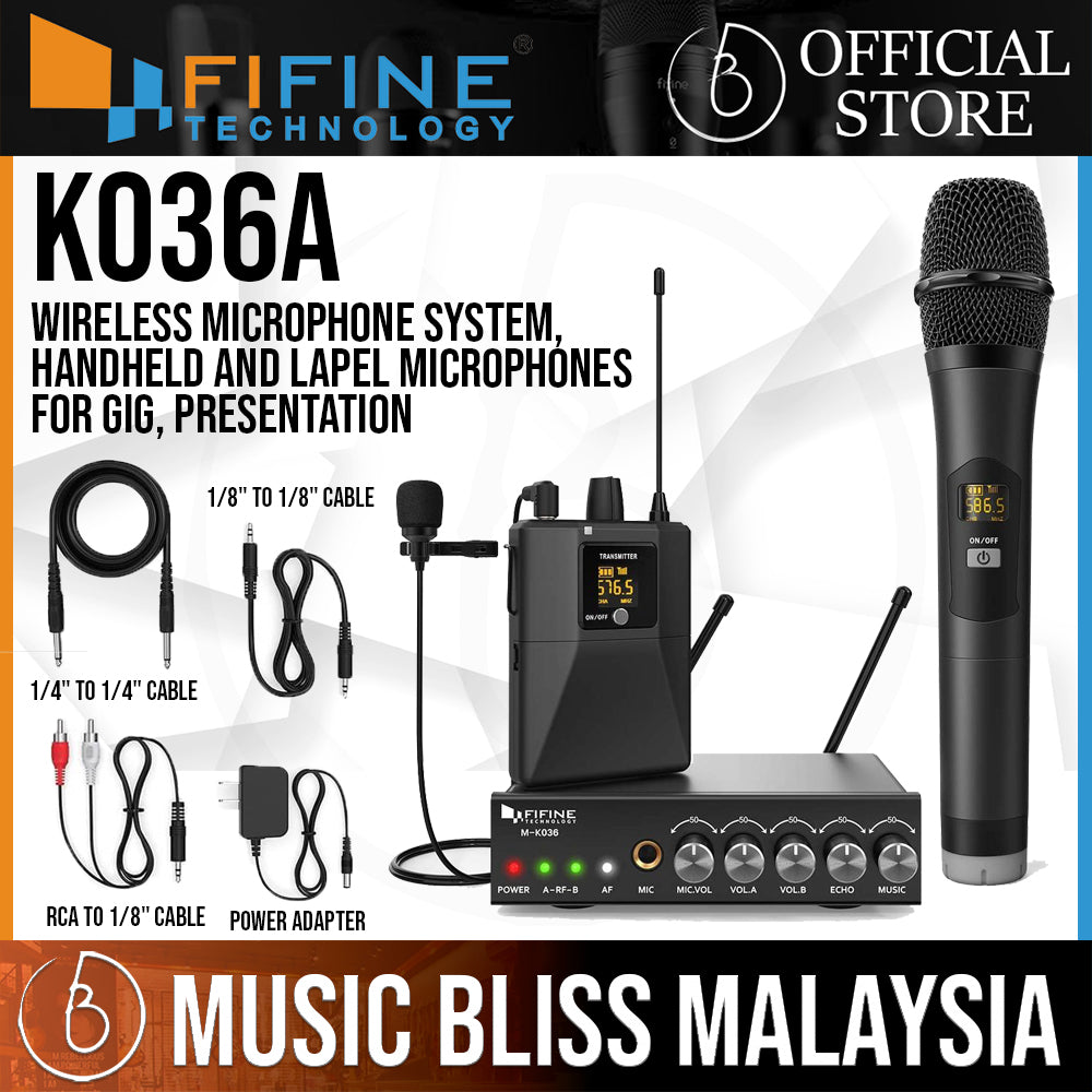  FIFINE Wireless Microphone System, Wireless Microphone set with  Headset and Lavalier Lapel Mics, Beltpack Transmitter and Receiver,Ideal  for Teaching, Preaching and Public Speaking Applications-K037B : Musical  Instruments
