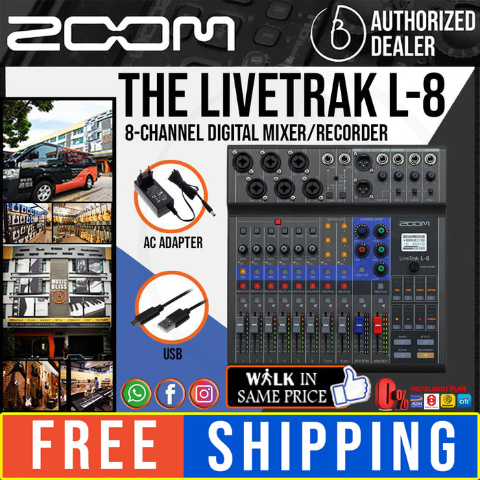 Zoom LiveTrak L8 8-channel Digital Mixer / Recorder with 0