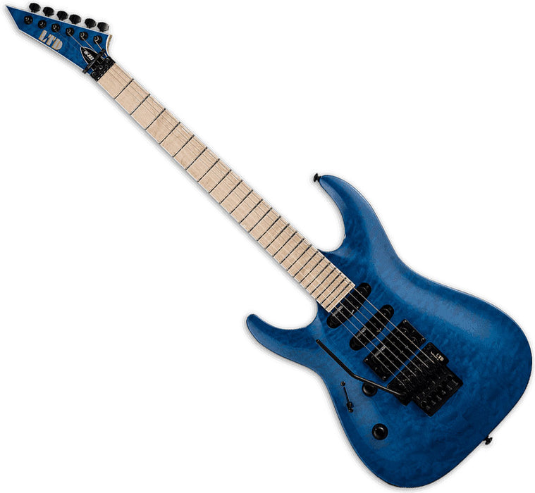 ESP LTD MH-203QM Left-handed - See Thru Blue (MH203QMSTBLH) - Music Bliss Malaysia