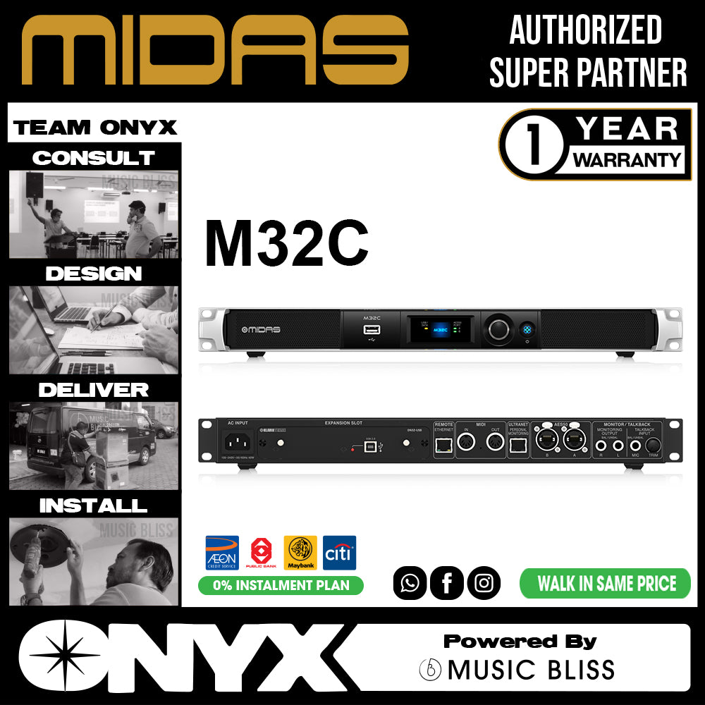 Midas M32C 40-channel Digital Rackmount Mixer (M-32C / M 32C) | Music ...