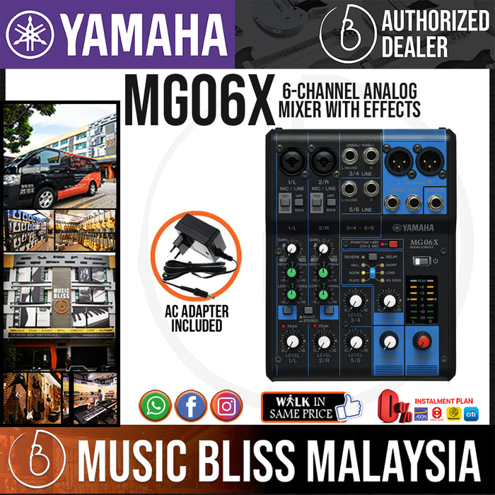 Yamaha MG06X 6-channel Analog Mixer with Effects (MG 06X) *Crazy Sales Promotion* - Music Bliss Malaysia