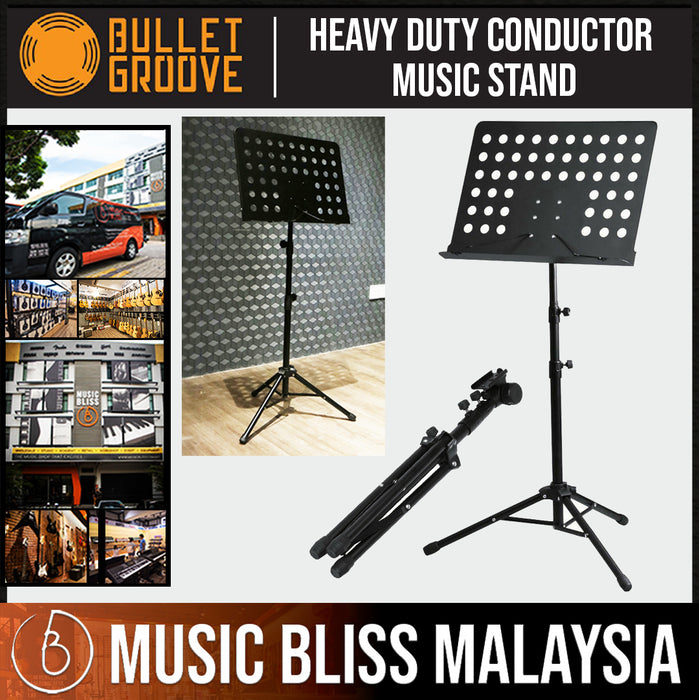 Bullet Groove Conductor Music Stand, Heavy Duty Conductor Music Stand for Violin, Guitar, Flute and Instrumental Performance, Orchestra Music Stands - Music Bliss Malaysia