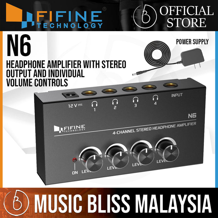 FIFINE N6 Headphone Amplifier Channels Metal Stereo Audio Amplifier,Mini  Earphone Splitter with Power Adapter-4x Quarter Inch Balanced TRS Headphones  Output and TRS Audio Input for Sound Mixer Music Bliss Malaysia