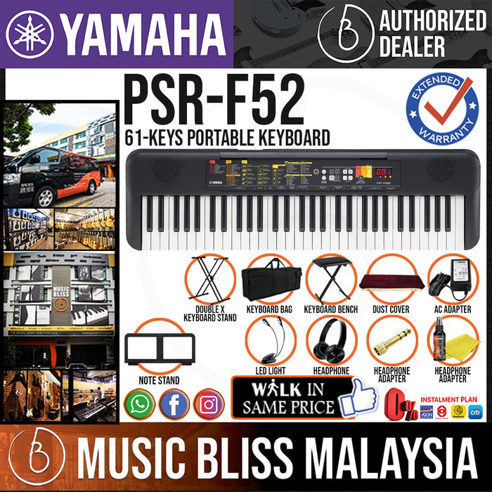Yamaha PSR-F52 61-Keys Portable Keyboard 11 in 1 Super Value Package