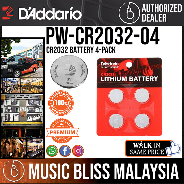 D'Addario PW-CR2032-04 CR2032 Battery 4-pack - Music Bliss Malaysia