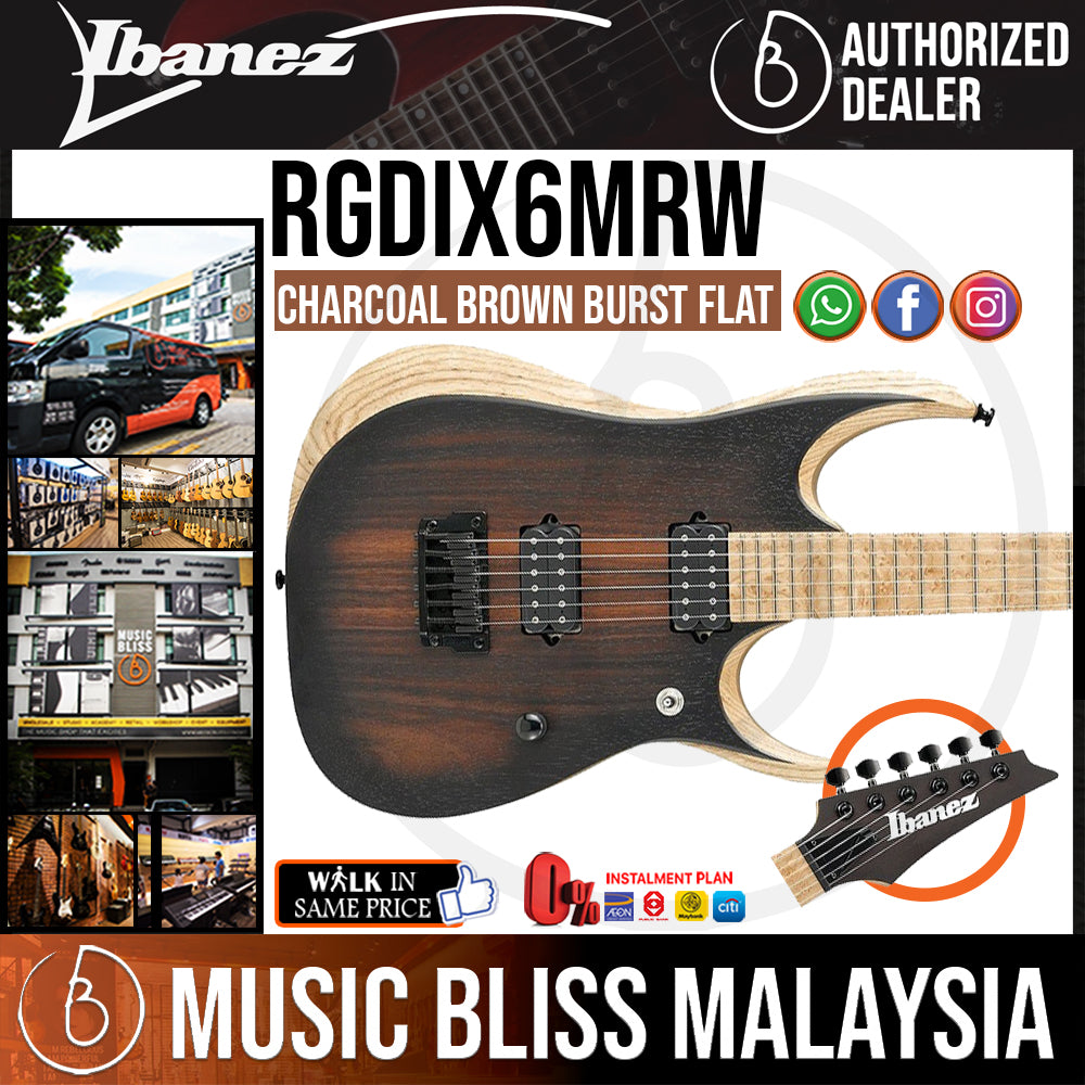 Ibanez RGDIX6MRW Iron Label - Charcoal Brown Burst Flat | Music