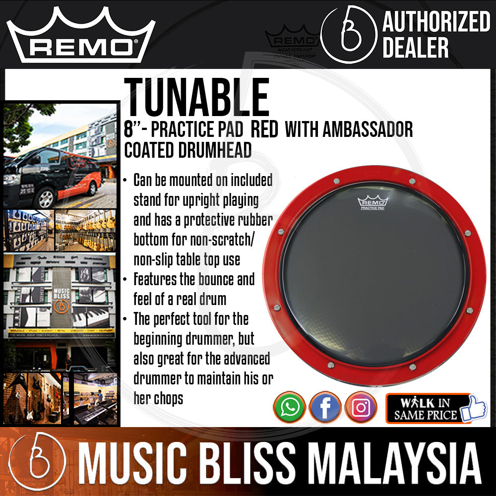 Remo 8 Gray Tunable Practice Pad with Ambassador Coated Drumhead