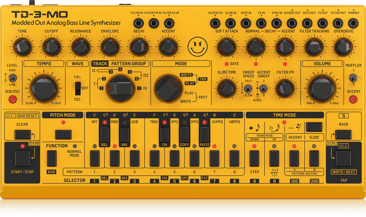 Behringer TD-3-MO-AM Analog Bass Line Synthesizer - Yellow - Music Bliss Malaysia