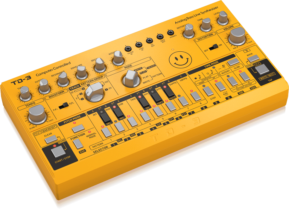 Behringer TD-3-AM Analog Bass Line Synthesizer - Yellow (TD-3 / TD3) - Music Bliss Malaysia