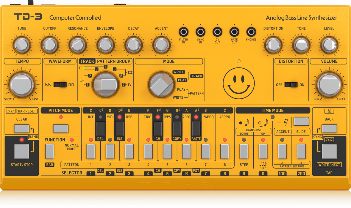 Behringer TD-3-AM Analog Bass Line Synthesizer - Yellow (TD-3 / TD3) - Music Bliss Malaysia