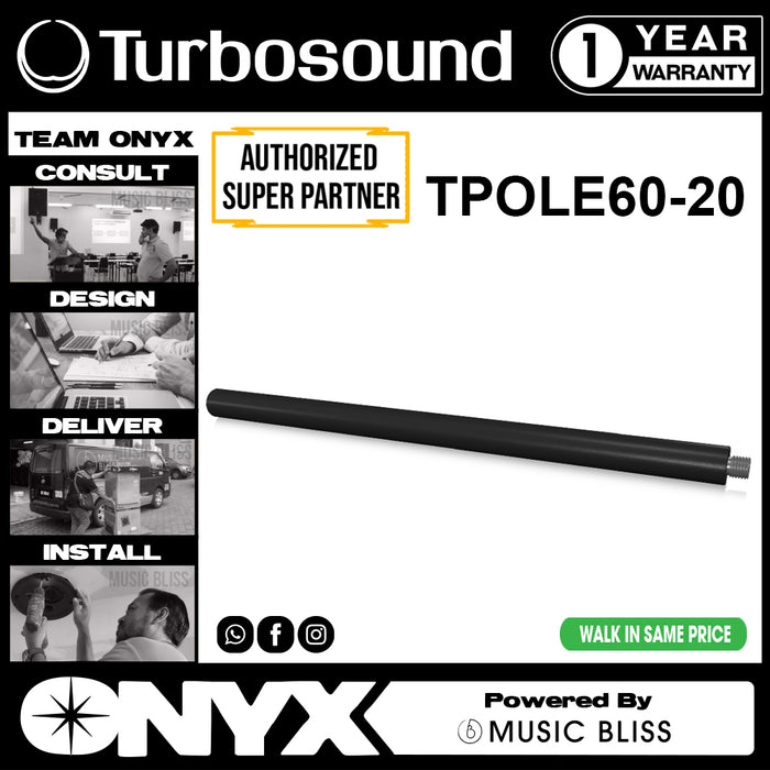 Turbosound TPOLE60-20 M20 Threaded Speaker Pole - 60cm (TPOLE6020 / TPOLE60 20) - Music Bliss Malaysia